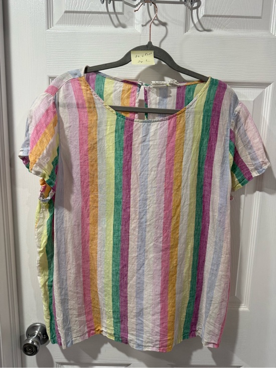 C&C California Tops - C&C California Rainbow Stripe Linen Tee with Sun Logo